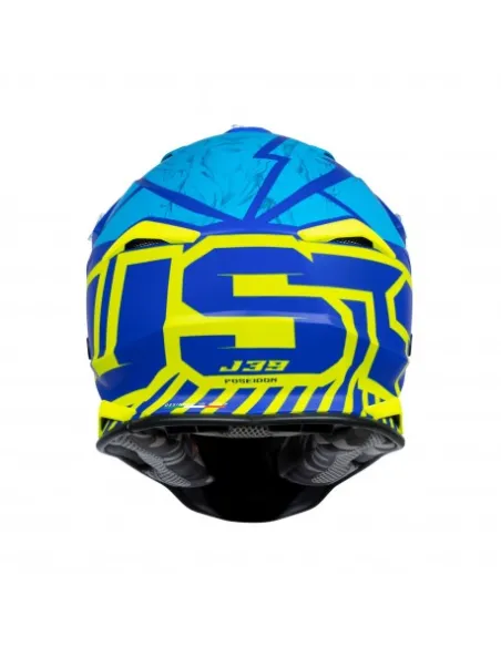 Casco Just1 J-39 Poseidon Celeste/Amarillo Flúor Brillo.