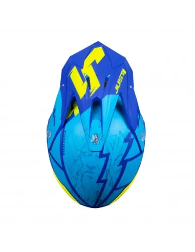 Casco Just1 J-39 Poseidon Celeste/Amarillo Flúor Brillo.