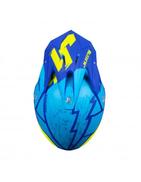Casco Just1 J-39 Poseidon Celeste/Amarillo Flúor Brillo.