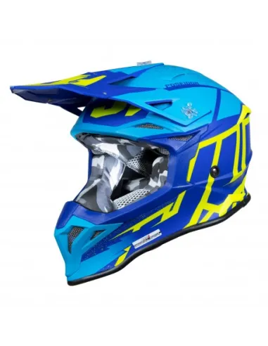 Casco Just1 J-39 Poseidon Celeste/Amarillo Flúor Brillo.