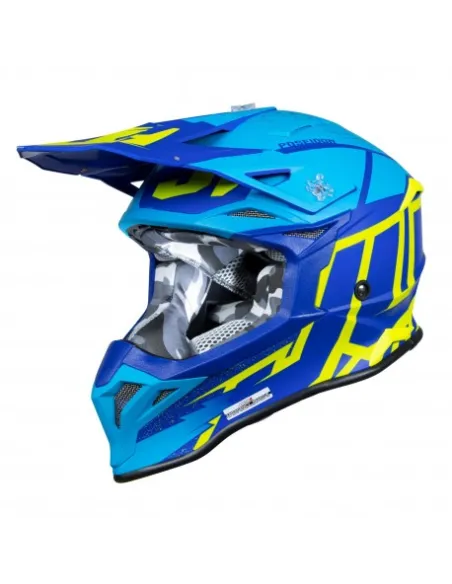 Casco Just1 J-39 Poseidon Celeste/Amarillo Flúor Brillo.