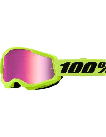Gafas 100% Strata 2 Neon Amarillo - Lente Espejo.