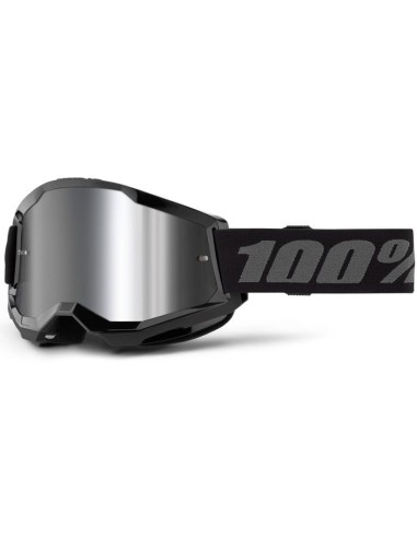Gafas 100% Strata 2 Negro - Lente Espejo.