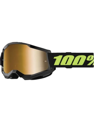 Gafas 100% Strata 2 Negro - Lente Espejo.
