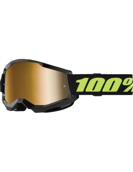 Gafas 100% Strata 2 Negro - Lente Espejo.