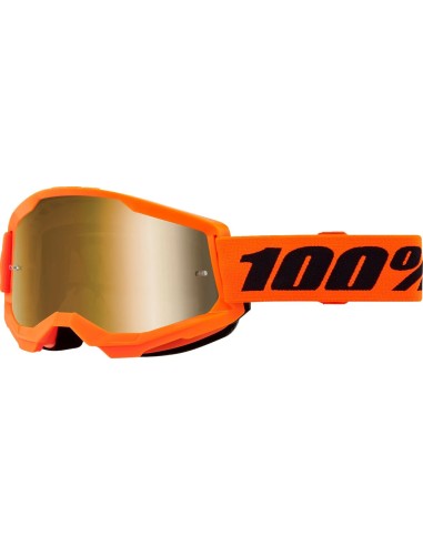 Gafas 100% Strata 2 Neon Naranja - Lente Espejo.
