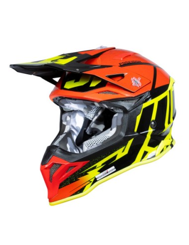 Casco Just1 J-39 Poseidon Negro Amarillo Fluor/Rojo Mate