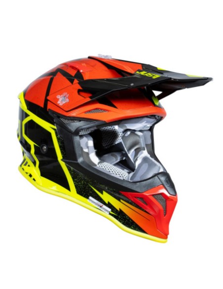 Casco Just1 J-39 Poseidon Negro Amarillo Fluor/Rojo Mate
