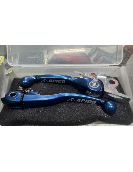 Juego de Manetas Reversibles Apico Ktm Exc 125/200 14-16/Husqvarna Te/Fe 14-21/Husaberg Te 125 2014 Azul.