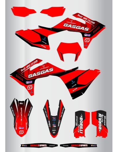 Kit de Adhesivos Gas Gas Negro/Rojo Ec-Ec/f  24-26.