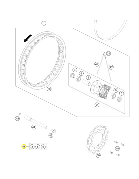 Kit Reparación Rueda Delantera Original Ktm Sx 50 24-27/Sx 65 25-27/Husqvarna Tc 50 24-27/Tc 65 25-27/Gas Gas Mc 50 24-27/Mc 65