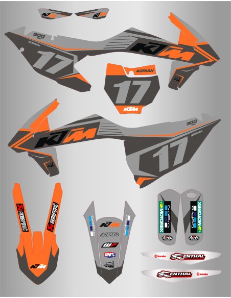 Kit de Adhesivos Ktm Sx/Sx-f 125-450 16-18 Gris