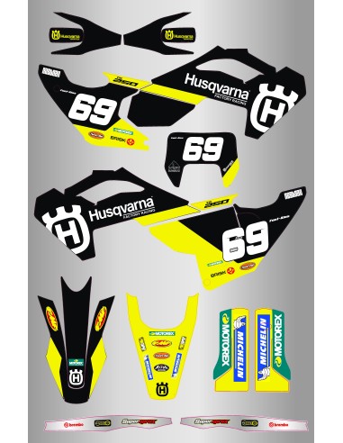 Kit de Adhesivos Husqvarna Amarillo Te/Fe 125-501 24-25.