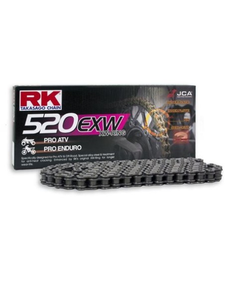 Cadena RK 520 Exw Con Retenes 116Pasos/Enganche Remachable/ Color Plata.