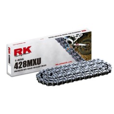 Cadena RK 428 Mxu Con Retenes 126Pasos/Enganche Clip/ Color Plata.