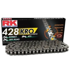 Cadena RK 428 Kro Con Retenes 132Pasos/Enganche Clip/ Color Plata.