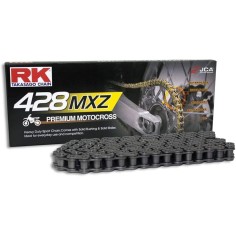 Cadena RK 428 Mxz Sin Retenes 124Pasos/Enganche Clip/ Color Plata.