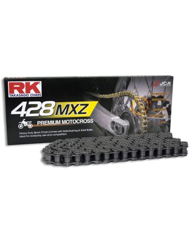 Cadena RK 428 Mxz Sin Retenes 124Pasos/Enganche Clip/ Color Plata.
