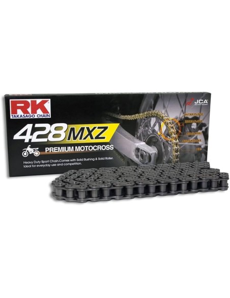 Cadena RK 428 Mxz Sin Retenes 124Pasos/Enganche Clip/ Color Plata.