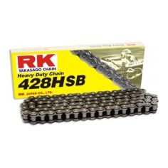 Cadena RK 428 Hsb Sin Retenes 126Pasos/Enganche Clip/ Color Plata.