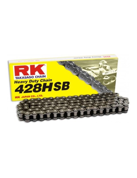 Cadena RK 428 Hsb Sin Retenes 126Pasos/Enganche Clip/ Color Plata.