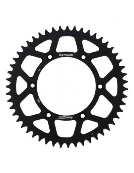 Corona de Aluminio SuperSprox Kawasaki Kx/Kxf 125-450 00-26/Suzuki Rmz 250 04-06 Negro.