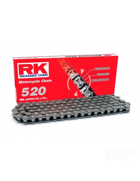 Cadena RK 520 Sin Retenes 116Pasos/Enganche Clip/ Color Plata.