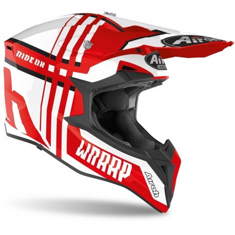 CASCO AIROH WRAAP BROKEN  ROJO BRILLO
