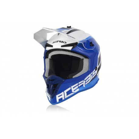 CASCO ACERBIS LINEAR BLANCO/AZUL BRILLO.