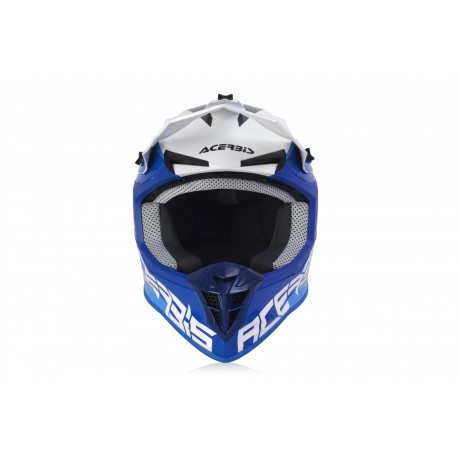 CASCO ACERBIS LINEAR BLANCO/AZUL BRILLO.