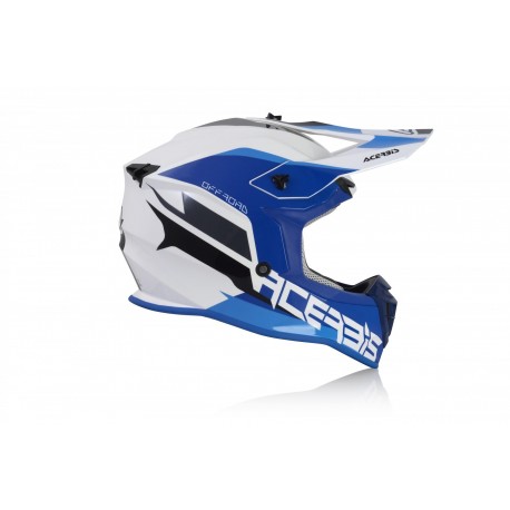 CASCO ACERBIS LINEAR BLANCO/AZUL BRILLO.