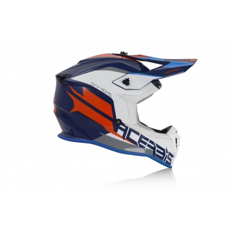 CASCO ACERBIS LINEAR AZUL/BLANCO BRILLO.