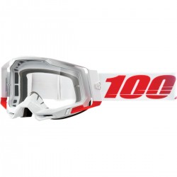 Gafas 100% Racecraft 2 Blanco/Rojo - Lente Transparente.