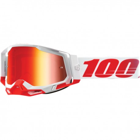 Gafas 100% Racecraft 2 Blanco/Rojo - Lente Espejo.