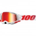 Gafas 100% Racecraft 2 Blanco/Rojo - Lente Espejo.