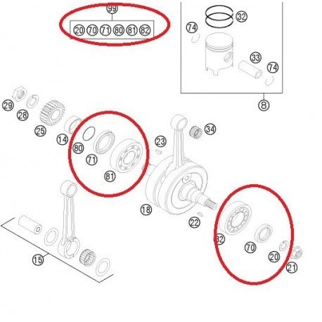 Kit Rodamientos y Retenes Cigueñal Original Husaberg Te 125 12-14.