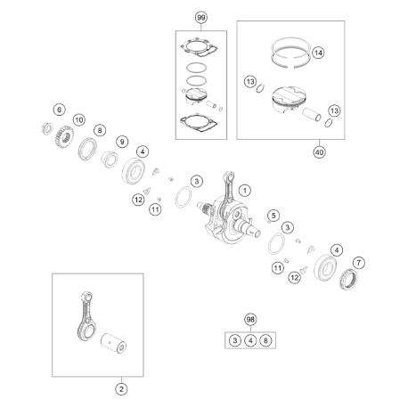 Kit Rodamientos y Retenes Cigueñal Original Husqvarna Fc 250/350 19-22.