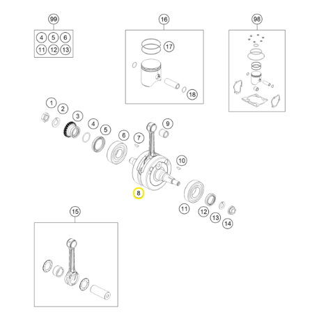 Cigüeñal Original Ktm Sx 125/150 16-22.