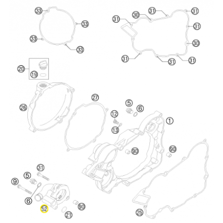 Tapa Bomba de Agua Original Ktm Sx 125 98-15.