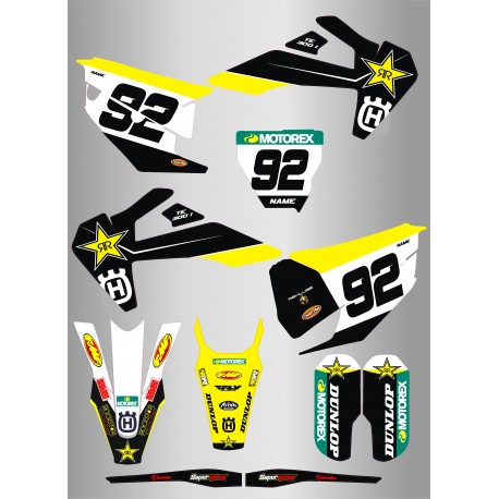 Kit de Adhesivos Rockstar Husqvarna Tc/Fc 19-22 Negro/Amarillo.