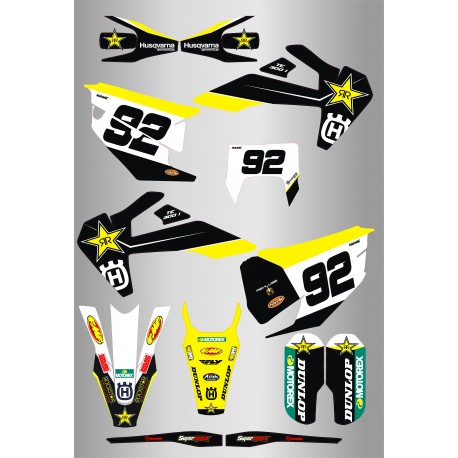 Kit de Adhesivos Rockstar Husqvarna Te/Fe 20-23 Negro/Amarillo.