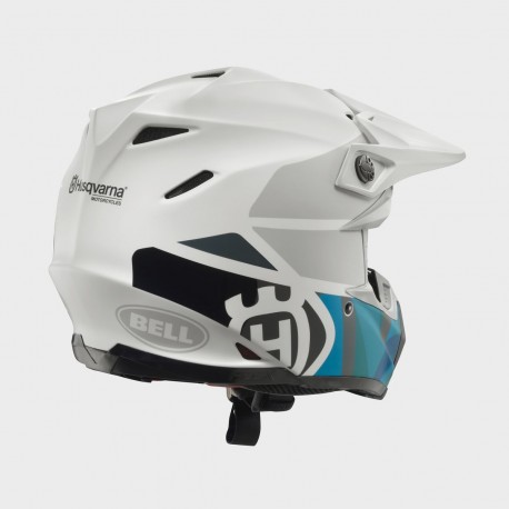 Casco Husqvarna Moto 9 Flex Railed Blanco/Azul.