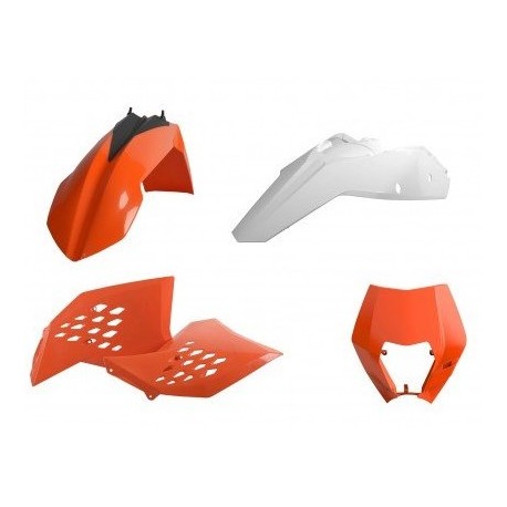 Kit Plásticos Polisport Ktm Exc/Exc-f 08-11 Naranja/Blanco.