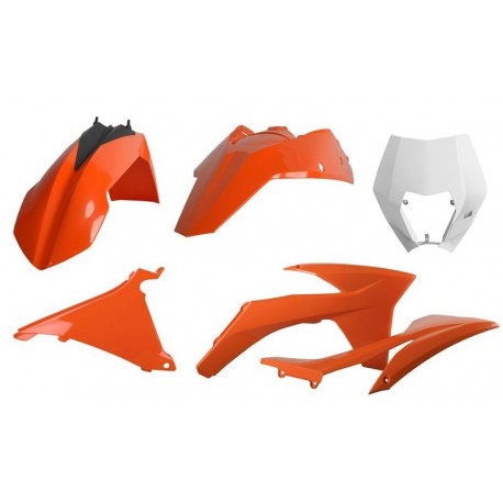 Kit Plásticos Polisport Ktm Exc/Exc-f 12-13 Naranja/Blanco.