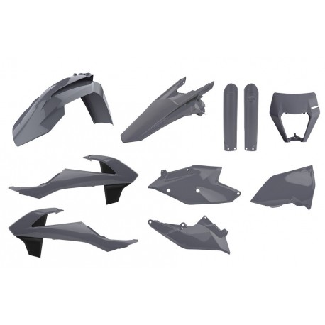 Kit Completo Plásticos Polisport Ktm Exc/Exc-f 17-19 Gris.