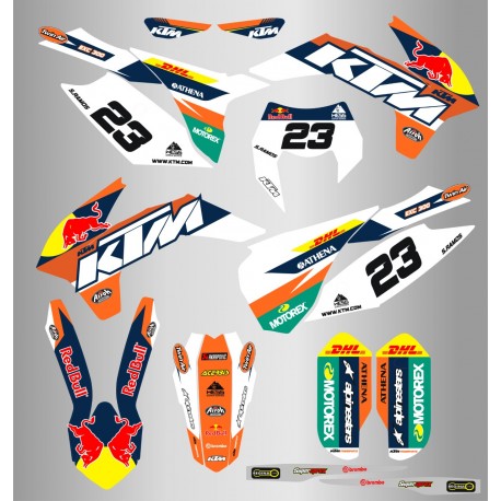 Kit de Adhesivos Red Bull Ktm Exc/Exc-f 2016 Naranja/Azul.