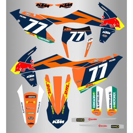 Kit de Adhesivos Red Bull Ktm Exc/Exc-f 17-19 Naranja/Azul.