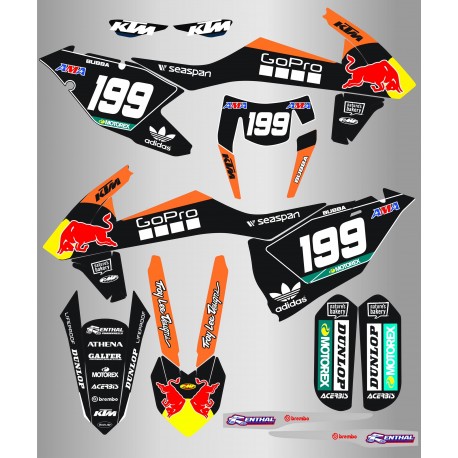 Kit de Adhesivos Red Bull Ktm Exc/Exc-f 17-19 Negro.