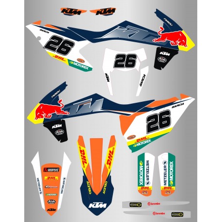 Kit de Adhesivos Factory Ktm Exc/Exc-f 17-19 Azul/Naranja.