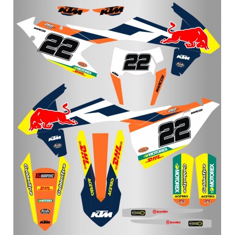 Kit de Adhesivos Factory Goldentyre Ktm Exc/Exc-f 17-19 Azul/Naranja.